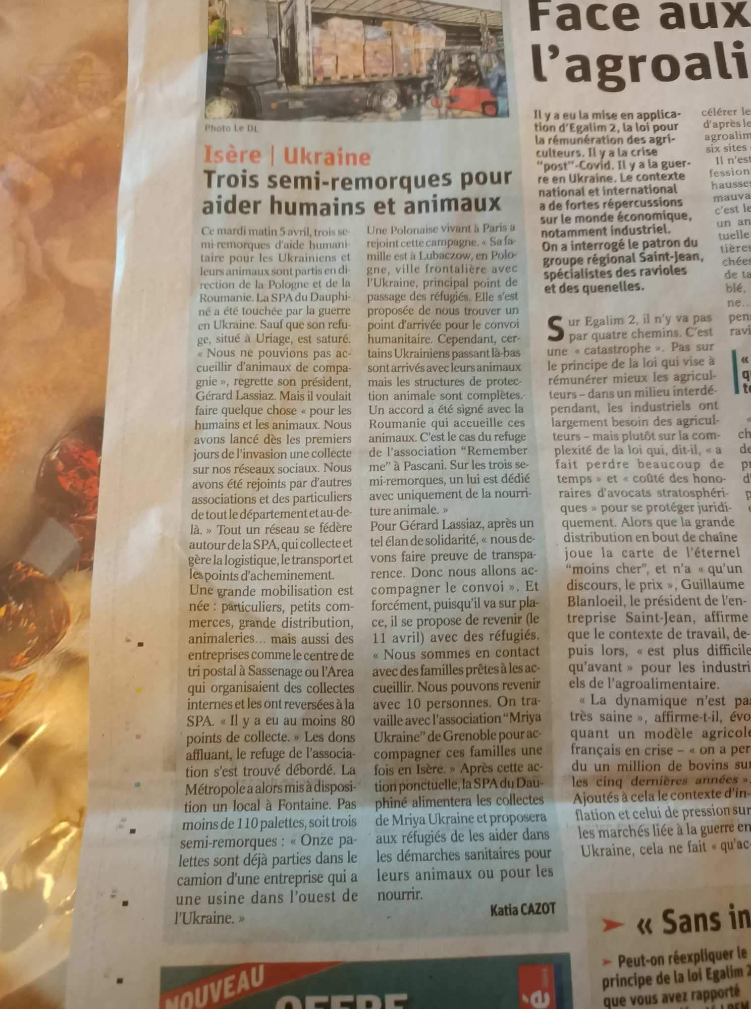 Trois semi-remorques pour aider humains et animaux